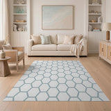 Teal Honeycomb Hexagon Area Rug