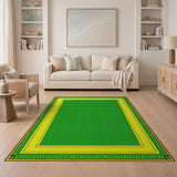Vibrant Green Polka Dot Area Rug with Yellow Borders