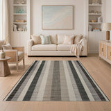 Geometric Modern Grey Vertical Striped Woven Area Rug