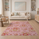 Pink Whimsical Swirl Motif Area Rug
