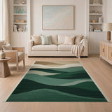 Layered Green Wave Mountain Area Rug