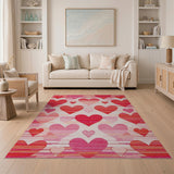 Striped Hearts Pink Area Rug