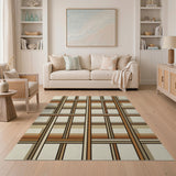 Tan Beige Grid Plaid Area Rug