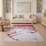 Pink Floral Vintage Pink Cherry Blossom Branch Area Rug