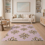 Pink Zebra Floral Pattern Area Rug