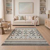Cream Rust Tribal Geometric Area Rug