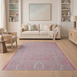 Distressed Pink Floral Area Rug