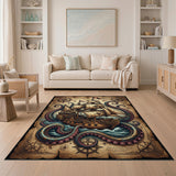Vintage Kraken Pirate Ship Area Rug