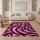 Hot Pink Swirl Abstract Area Rug
