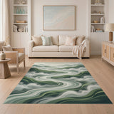 Misty Green Mountains Winding River Area Rug