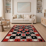 Casino Dice Cards Red Checkerboard Rug