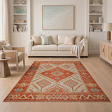 Red Terracotta Geometric Southwestern Rug
