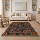 Orange Floral Medallion Vintage Area Rug