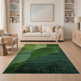 Wavy Green Abstract Area Rug