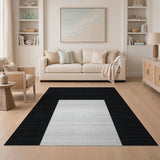 Black White Dotted Geometric Area Rug