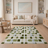 Sage Green Geometric Modern Area Rug