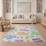 Vibrant Positive Affirmations Doodle Area Rug