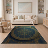 Navy Blue Gold Mandala Area Rug