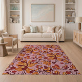Blush Pink Orange Floral Vintage Area Rug