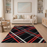 Multi-color and Patterns Bold Red Plaid Geometric Area Rug
