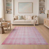 Pink Checkered Distressed Vintage Area Rug
