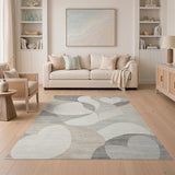 Modern Neutral Abstract Washable Area Rug - Low Pile & Non-Slip
