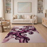 Ethereal Purple Swirl Abstract Area Rug