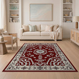 Traditional Persian Elegant Red Persian Area Rug with Floral Medallion