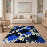 Navy Blue Paint Splatter Abstract Area Rug