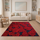 Vibrant Red Roses Area Rug