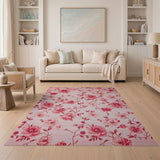Floral Vintage Vintage Pink Rose Floral Area Rug