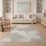 Beige Abstract Contour Wave Area Rug