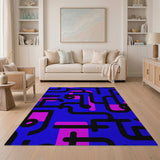 Multi-color and Patterns Vibrant Blue Pink Geometric Abstract Rug