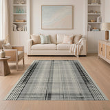 Distressed Black White Plaid No. 3 Area Rug