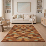 Southwestern Brown and Tan Southwestern Geometric Area Rug in Brown Tan