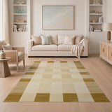 Modern Beige Grid Block Area Rug