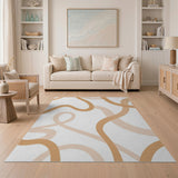 Modern Beige Abstract Wave Area Rug