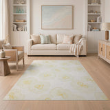 Abstract Beige Contour Swirl Rug