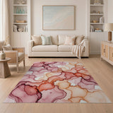Fluid Pink Coral Abstract Area Rug
