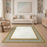 Gold Greek Key Marble Area Rug