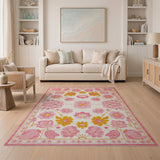 Pink Pink Floral Vintage Area Rug