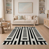 Black and White Bold Stripe Bold Black White Geometric Stripe Area Rug