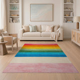 Multi-color and Patterns Vibrant Rainbow Stripe Tufted Area Rug