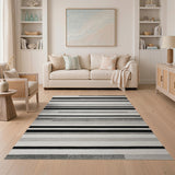 Grey Geometric Modern Grey Striped Area Rug