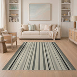 Beige and Neutral Modern Grey Beige Striped Area Rug