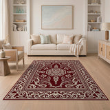 Ornate Maroon Persian Medallion Area Rug