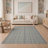 Grey Plaid Distressed Vintage Area Rug