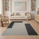 Asymmetrical Black Beige Geometric Area Rug