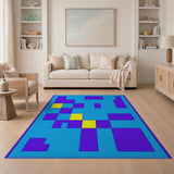 Teal Purple Yellow Geometric Area Rug