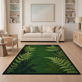 Green Lush Fern Canopy Green Area Rug